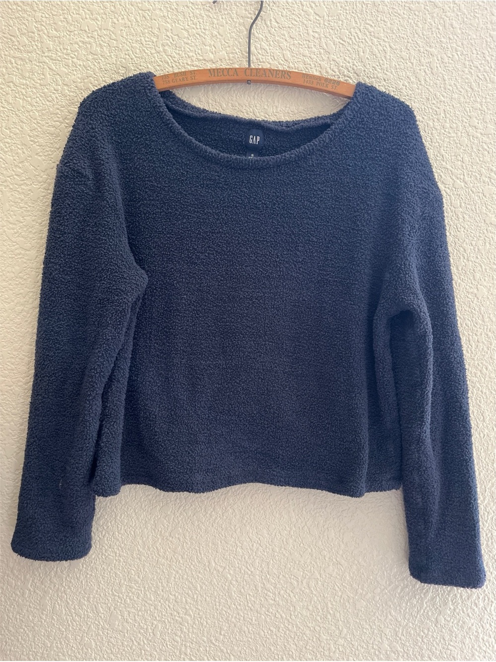 Gap Navy Fleece Cropped Crewneck Pullover Women’s Size Small